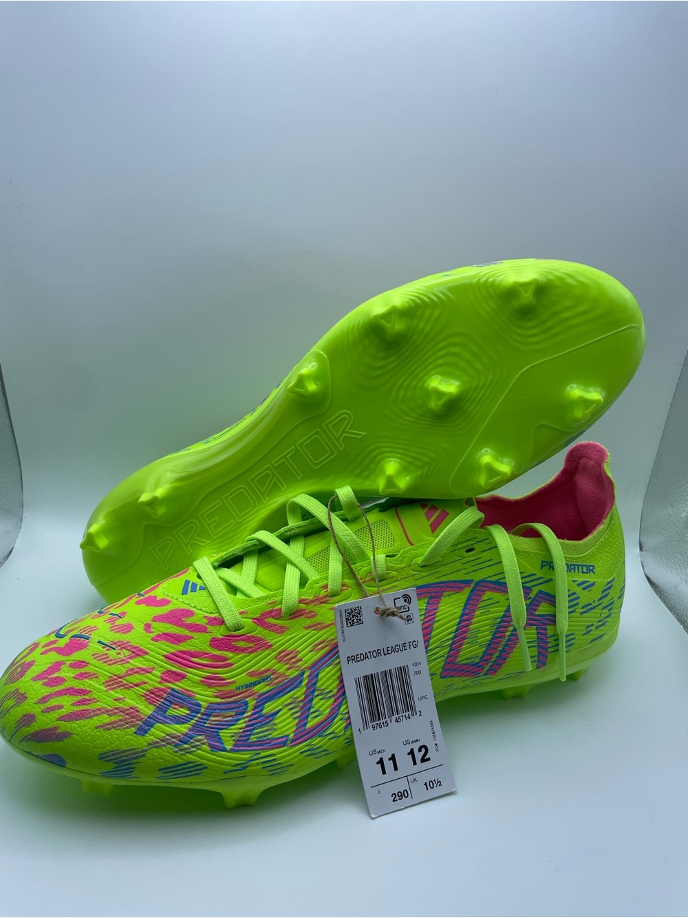 adidas Predator FG Soccer Cleats in Neon Yellow with Pink Accents